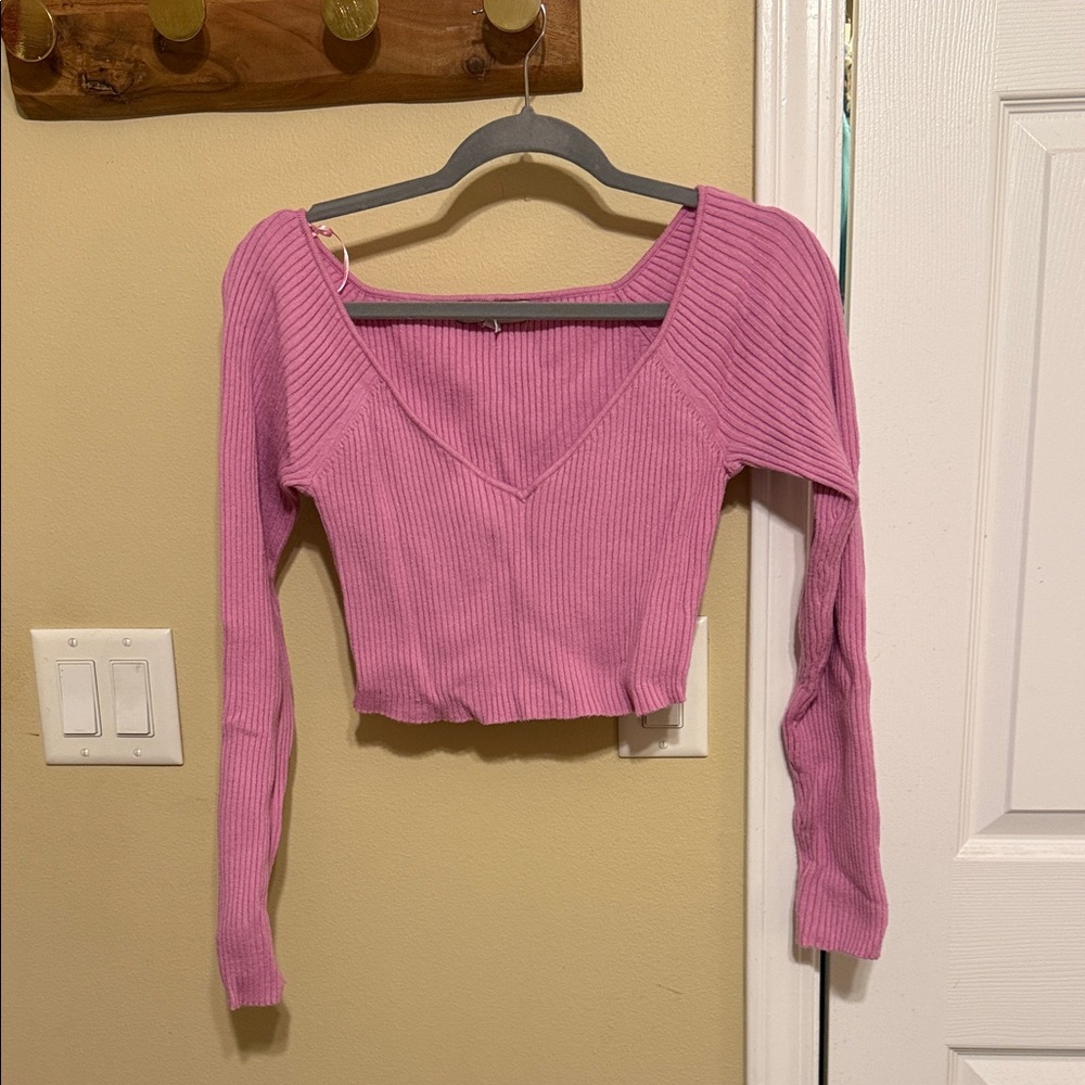 Urban Outfitters Pink Ribbed Crop Top